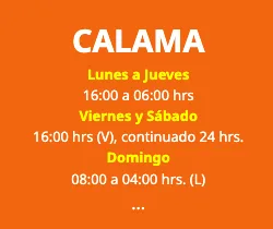 Panel de navegación que menciona Calama en MDS Casinos