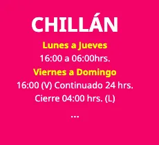 Panel de navegación que menciona Chillán en MDS Casinos
